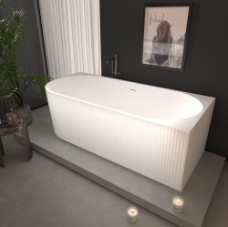 Erga Marina, rohová voľne stojaca vaňa 150x75 cm + odtoková zátka, pravá, biela lesklá, (ERG-MARINA-150075R-WH-WH)