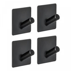 Erga Midi, samolepiace háčiky na uteráky bez vŕtania, 4ks, 4,5×4,5 cm, čierna matná, (ERG-YKA-CH.MIDI4-BLK)