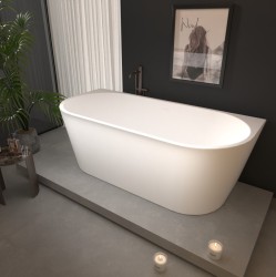 Erga Norah, voľne stojaca vaňa ku stene 170x78 cm + odtoková zátka, biela lesklá, (ERG-NORAH-170078-WH-WH)