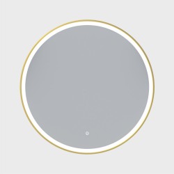Erga Olivia, okrúhle LED zrkadlo 90cm, zlatý kovový rám, 2070 lm, 6500K, predné osvetlenie, (ERG-V01-202-9090-GD)