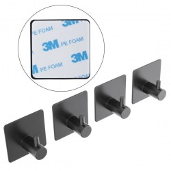 Erga Pad, samolepiaci háčik na uteráky 4,5x4,5 cm (4ks), čierna matná, (ERG-YKA-CH.PAD-4-BLK)