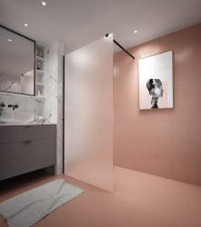 Erga Paris, sprchová zástena Walk-In 110x200 cm, 8mm sklo námraza, čierny profil, ERG-V02-PARIS-110x200-FR-BK (ERG-V02-PARIS-110X200-FR-BK)