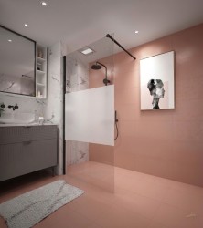 Erga Paris, sprchová zástena Walk-In 120x200 cm, 8mm číre/mliečne sklo, čierny profil, ERG-V02-PARIS-120x200-MF-BK (ERG-V02-PARIS-120X200-MF-BK)