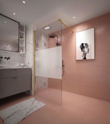 Erga Paris, sprchová zástena Walk-In 120x200 cm, 8mm číre/mliečne sklo, zlatý lesklý profil, ERG-V02-PARIS-120x200-MF-GD (ERG-V02-PARIS-120X200-MF-GD)