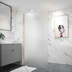 Erga Paris, sprchová zástena Walk-In 140x200 cm, 8mm sklo námraza, zlatý lesklý profil, ERG-V02-PARIS-140x200-FR-GD (ERG-V02-PARIS-140X200-FR-GD)