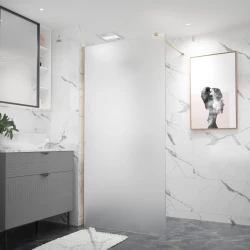 Erga Paris, sprchová zástena Walk-In 30x200 cm, 8mm sklo námraza, zlatý lesklý profil, ERG-V02-PARIS-030x200-FR-GD (ERG-V02-PARIS-030X200-FR-GD)