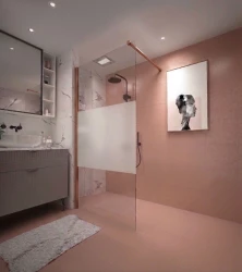 Erga Paris, sprchová zástena Walk-In 80x200 cm, 8mm číre/mliečne sklo, medený matný profil, ERG-V02-PARIS-080x200-MF-CO (ERG-V02-PARIS-080X200-MF-CO)