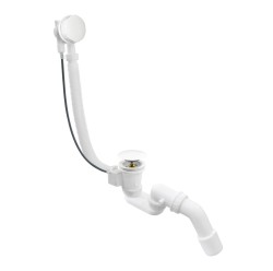 Erga Pureline, vaňová odtoková a prepadová súprava, dĺžka 650 mm, bowden, biela lesklá, (ERG-V08-PURELINE-SIPHON60-WH)