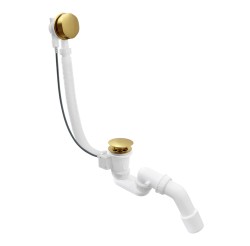 Erga Pureline, vaňová odtoková a prepadová súprava, dĺžka 650 mm, bowden, brúsené zlato, (ERG-V08-PURELINE-SIPHON60-CO)