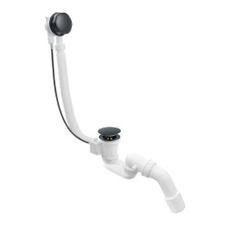 Erga Pureline, vaňová odtoková a prepadová súprava, dĺžka 650 mm, bowden, čierna matná, (ERG-V08-PURELINE-SIPHON60-BK)