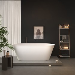 Erga Rhea, voľne stojaca vaňa 130x70 cm + odtoková zátka, biela lesklá, (ERG-RHEA-130070-WH-WH)