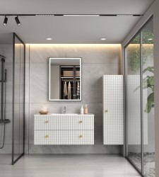 Erga Samira, LED zrkadlo 60x80cm v čiernom ráme, 2185 lm, 3 farby svetla, predné/zadné osvetlenie, (ERG-V01-SAMIRA-6080-BK)