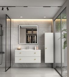 Erga Samira, LED zrkadlo 80x80cm v čiernom ráme, 2415 lm, 3 farby svetla, predné/zadné osvetlenie, (ERG-V01-SAMIRA-8080-BK)