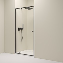 Erga Sydney, 1-krídlové výklopné sprchové dvere do otvoru 100x195 cm, 6mm číre sklo, čierny profil, (ERG-V02-SYDNEY-D100-BK)