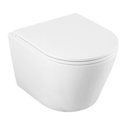 Erga Vento, závesná WC misa 490x365x365mm, Tornado 2 + toaletné sedadlo s pomalým zatváraním, biela, (ERG-V03-VENTO-TO2-WH)