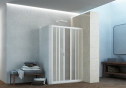 FORTE - Sprchové dvere MAESTRO CENTRALE - Farba rámu zásteny - Plast biely, Rozmer A - 160, Smer zatváranie - Univerzálny Ľavé / Pravé, Výplň - Polystyrol 2,2 mm (acrilico), Výška - 185 (BSMAC16P)