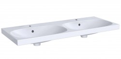 GEBERIT - Acanto Dvojumývadlo 120x48 cm, 2 otvory na batérie, s prepadom, biela (500.627.01.2)