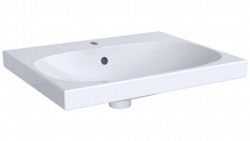 GEBERIT - Acanto Umývadlo 60x48 cm, otvor na batériu, s prepadom, s KeraTect, biela (500.620.01.8)
