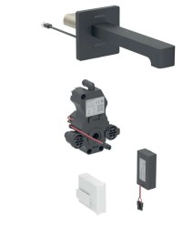 GEBERIT - Brenta Elektronický umývadlový ventil pod omietku, pre studenú vodu, batériové napájanie, easy to clean, matná čierna (116.273.14.1)