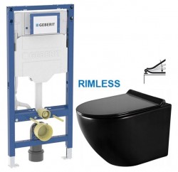 GEBERIT Duofix bez tlačidla + WC MEXEN LENA ČERNÁ Rimless + SEDADLO (111.300.00.6 ME01)