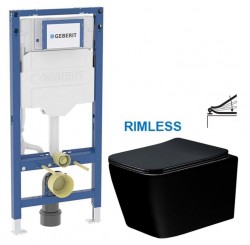 GEBERIT Duofix bez tlačidla + WC MEXEN TEO ČERNÁ Rimless + SEDADLO (111.300.00.6 ME02)