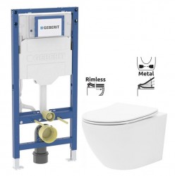 GEBERIT Duofix bez tlačidla + WC REA Carlo Flat Mini Rimlesss + SEDADLO (111.300.00.6 CF1)