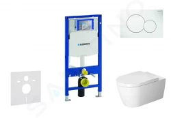 GEBERIT - Duofix Modul na závesné WC s tlačidlom Sigma01, alpská biela + Duravit ME by Starck - WC a doska, Rimless, SoftClose (111.300.00.5 NM1)