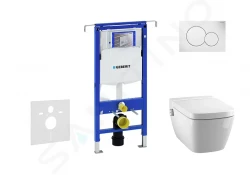 GEBERIT - Duofix Modul na závesné WC s tlačidlom Sigma01, alpská biela + Tece One - sprchovacia toaleta a doska, Rimless, SoftClose (111.355.00.5 NT1)