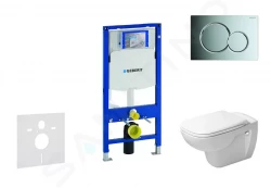 GEBERIT - Duofix Modul na závesné WC s tlačidlom Sigma01, lesklý chróm + Duravit D-Code - WC a doska, Rimless, SoftClose (111.300.00.5 NH2)