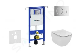 GEBERIT - Duofix Modul na závesné WC s tlačidlom Sigma01, lesklý chróm + Ideal Standard Tesi - WC a doska, Aquablade, SoftClose (111.355.00.5 NU2)