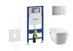 GEBERIT - Duofix Modul na závesné WC s tlačidlom Sigma01, lesklý chróm + Tece One - sprchovacia toaleta a doska, Rimless, SoftClose (111.300.00.5 NT2)