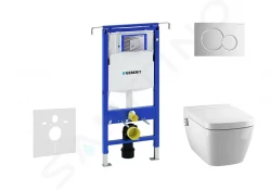 GEBERIT - Duofix Modul na závesné WC s tlačidlom Sigma01, lesklý chróm + Tece One - sprchovacia toaleta a doska, Rimless, SoftClose (111.355.00.5 NT2)