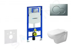 GEBERIT - Duofix Modul na závesné WC s tlačidlom Sigma01, matný chróm + Duravit D-Code - WC a doska, Rimless, SoftClose (111.300.00.5 NH3)