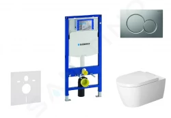 GEBERIT - Duofix Modul na závesné WC s tlačidlom Sigma01, matný chróm + Duravit ME by Starck - WC a doska, Rimless, SoftClose (111.300.00.5 NM3)