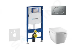 GEBERIT - Duofix Modul na závesné WC s tlačidlom Sigma01, matný chróm + Tece One - sprchovacia toaleta a doska, Rimless, SoftClose (111.300.00.5 NT3)