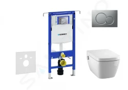 GEBERIT - Duofix Modul na závesné WC s tlačidlom Sigma01, matný chróm + Tece One - sprchovacia toaleta a doska, Rimless, SoftClose (111.355.00.5 NT3)