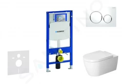 GEBERIT - Duofix Modul na závesné WC s tlačidlom Sigma20, biela/lesklý chróm + Duravit ME by Starck - WC a doska, Rimless, SoftClose (111.300.00.5 NM4)