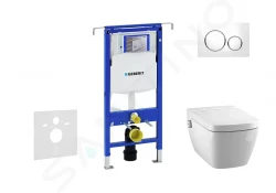 GEBERIT - Duofix Modul na závesné WC s tlačidlom Sigma20, biela/lesklý chróm + Tece One - sprchovacia toaleta a doska, Rimless, SoftClose (111.355.00.5 NT4)