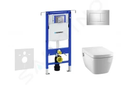 GEBERIT - Duofix Modul na závesné WC s tlačidlom Sigma30, lesklý chróm/chróm mat + Tece One - splachovacia toaleta a doska, Rimless, SoftClose (111.355.00.5 NT6)