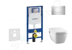 GEBERIT - Duofix Modul na závesné WC s tlačidlom Sigma30, lesklý chróm/chróm mat + Tece One - sprchovacia toaleta a doska, Rimless, SoftClose (111.300.00.5 NT6)