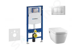 GEBERIT - Duofix Modul na závesné WC s tlačidlom Sigma30, matný chróm/chróm + Tece One - sprchovacia toaleta a doska, Rimless, SoftClose (111.300.00.5 NT7)