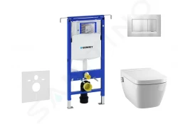 GEBERIT - Duofix Modul na závesné WC s tlačidlom Sigma30, matný chróm/chróm + Tece One - sprchovacia toaleta a doska, Rimless, SoftClose (111.355.00.5 NT7)