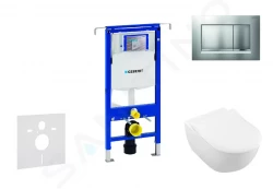 GEBERIT - Duofix Modul na závesné WC s tlačidlom Sigma30, matný chróm/chróm + Villeroy Boch - WC a doska, DirectFlush, SoftClose, CeramicPlus (111.355.00.5 NI7)
