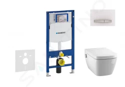 GEBERIT - Duofix Modul na závesné WC s tlačidlom Sigma50, alpská biela + Tece One - sprchovacia toaleta a doska, Rimless, SoftClose (111.300.00.5 NT8)