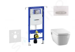 GEBERIT - Duofix Modul na závesné WC s tlačidlom Sigma50, alpská biela + Tece One - sprchovacia toaleta a doska, Rimless, SoftClose (111.355.00.5 NT8)