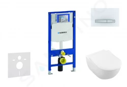 GEBERIT - Duofix Modul na závesné WC s tlačidlom Sigma50, alpská biela + Villeroy Boch - WC a doska, DirectFlush, SoftClose, CeramicPlus (111.300.00.5 NI8)
