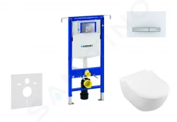 GEBERIT - Duofix Modul na závesné WC s tlačidlom Sigma50, alpská biela + Villeroy Boch - WC a doska, DirectFlush, SoftClose, CeramicPlus (111.355.00.5 NI8)
