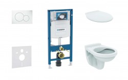 GEBERIT - Duofix Set předstěnové instalace, klozetu Alpha a sedátka, tlačítko Sigma01, alpská bílá (SANI11CD3124)