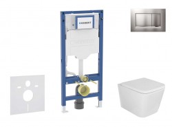 GEBERIT - Duofix Set předstěnové instalace, klozetu Arkas a sedátka softclose, tlačítko Sigma30, lakovaný chrom mat/chrom (SANI11CA1113B)
