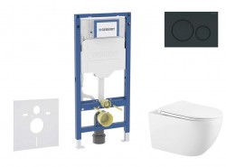 GEBERIT - Duofix Set předstěnové instalace, klozetu Gaia a sedátka softclose, tlačítko Sigma20, černá lesk/černá mat (SANI11CA5137B)